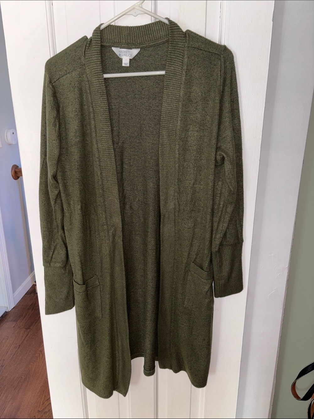 Market & Spruce Olive Open-Front Cardigan